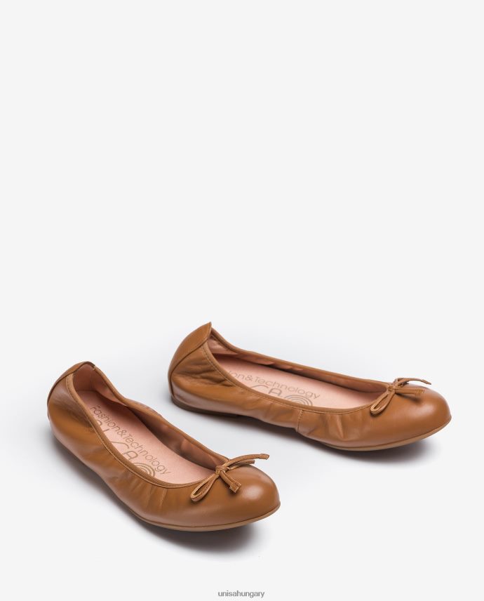 Unisa masnival díszített bőr balerinák nők J4PJX0646 barna
