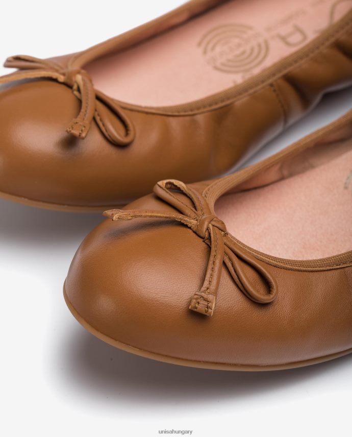 Unisa masnival díszített bőr balerinák nők J4PJX0646 barna