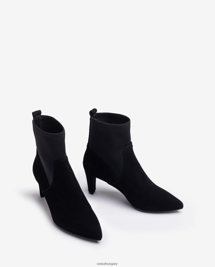 Unisa Bokacsizma újrahasznosított sztreccs szövet negyed felső vonallal nők J4PJX0955 fekete
