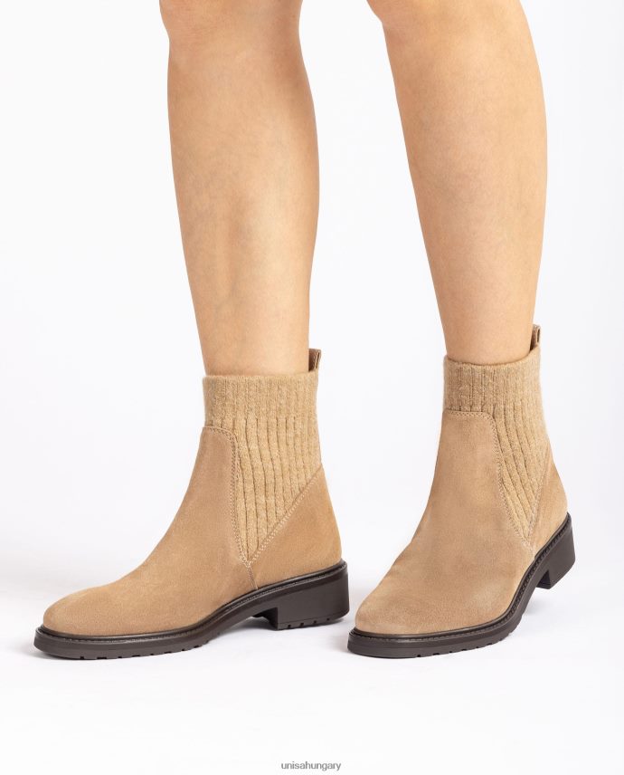 Unisa Velúr bokacsizma elasztikus negyed felső vonallal gyerekek J4PJX0891 bézs