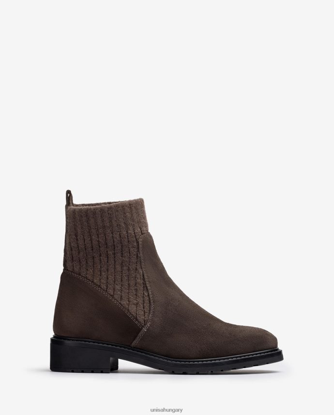 Unisa Velúr bokacsizma elasztikus negyed felső vonallal gyerekek J4PJX0892 barna
