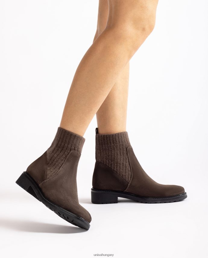 Unisa Velúr bokacsizma elasztikus negyed felső vonallal gyerekek J4PJX0892 barna