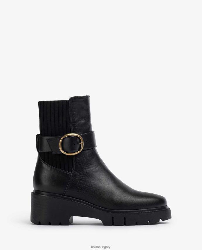 Unisa bőr bokacsizma hátul gumírozott és csatos pánttal nők J4PJX0933 divat
