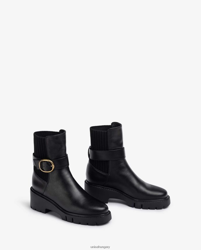Unisa bőr bokacsizma hátul gumírozott és csatos pánttal nők J4PJX0933 divat