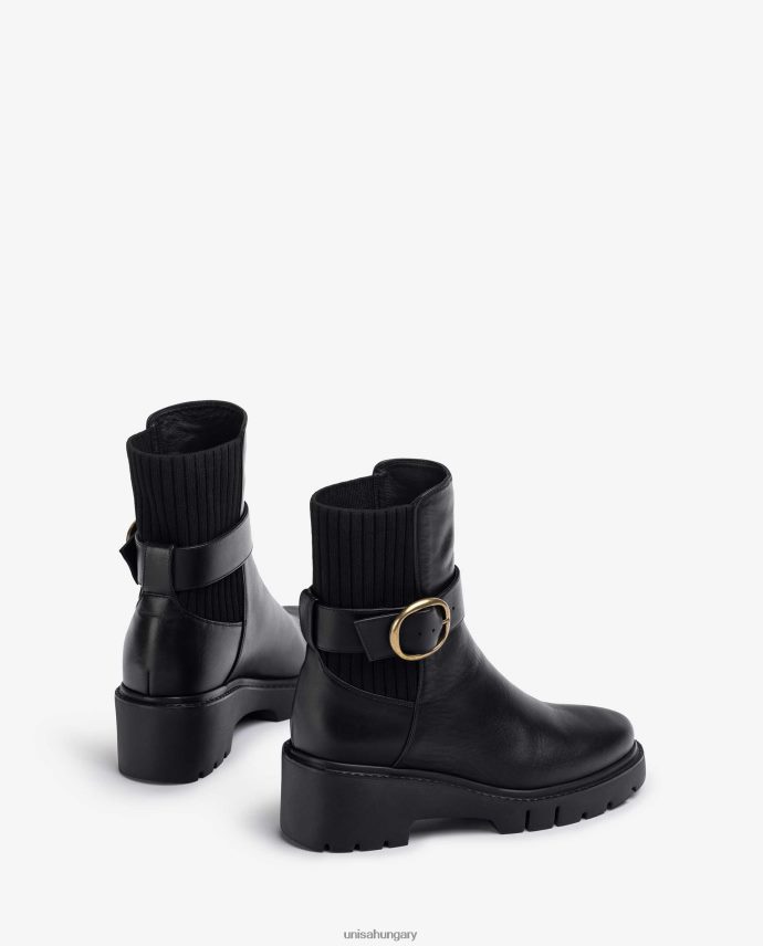Unisa bőr bokacsizma hátul gumírozott és csatos pánttal nők J4PJX0933 divat