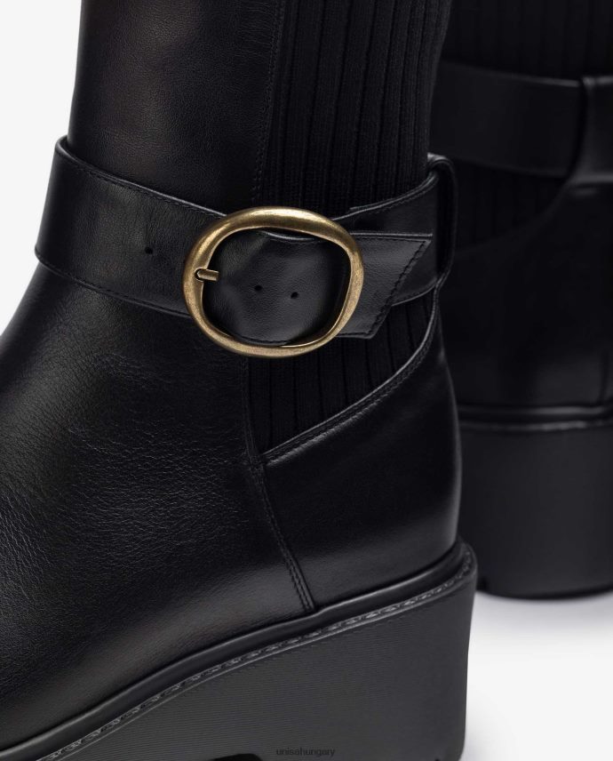 Unisa bőr bokacsizma hátul gumírozott és csatos pánttal nők J4PJX0933 divat