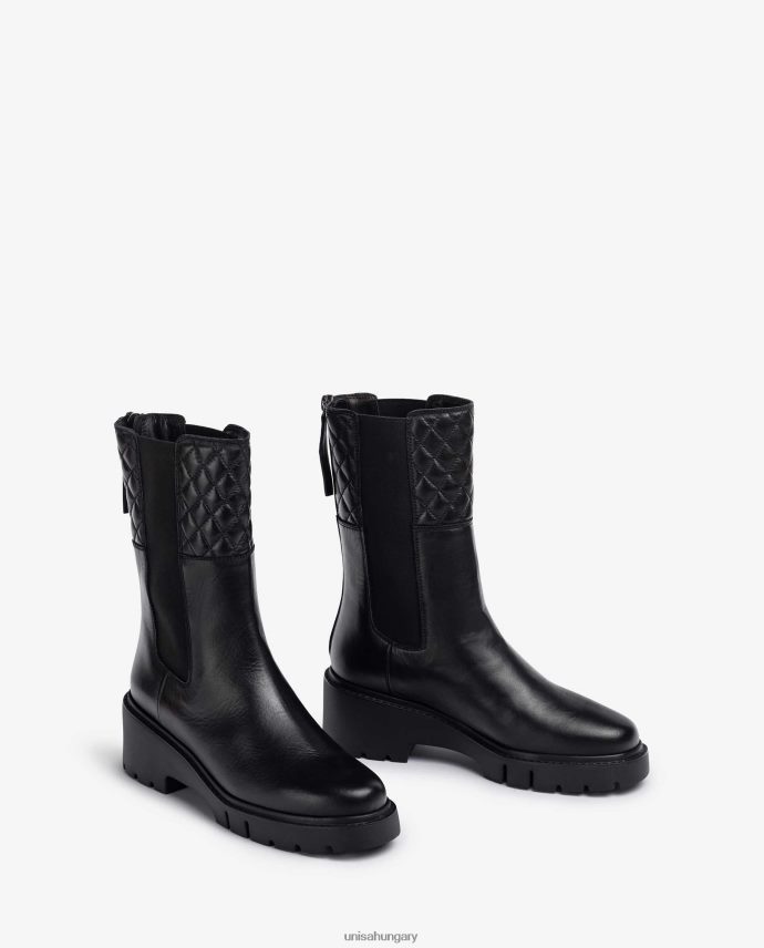 Unisa bőr bokacsizma oldalsó gumírozással és cipzárral nők J4PJX0918 divat