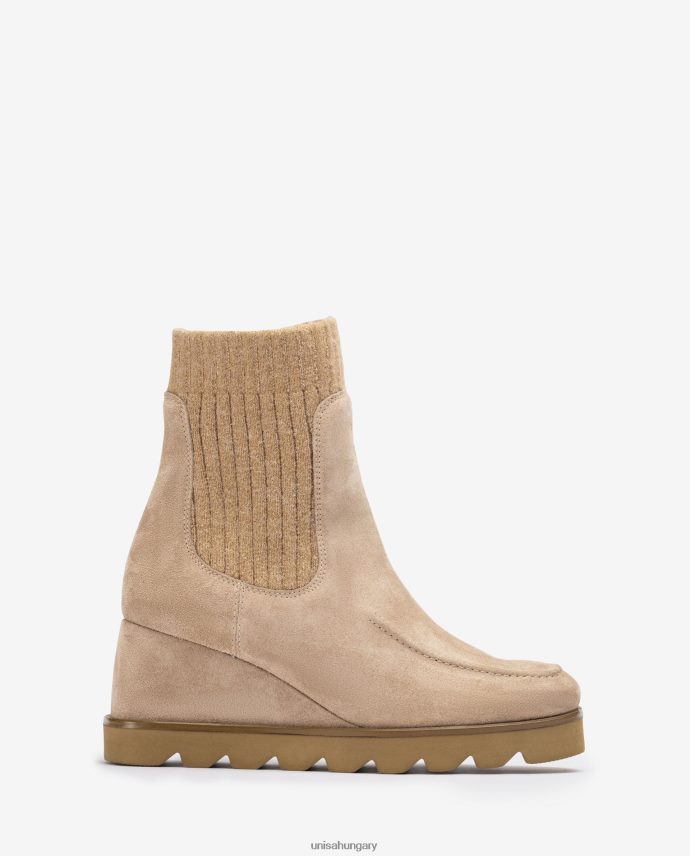 Unisa bordás szövetnegyedű bokacsizma nők J4PJX0977 bézs