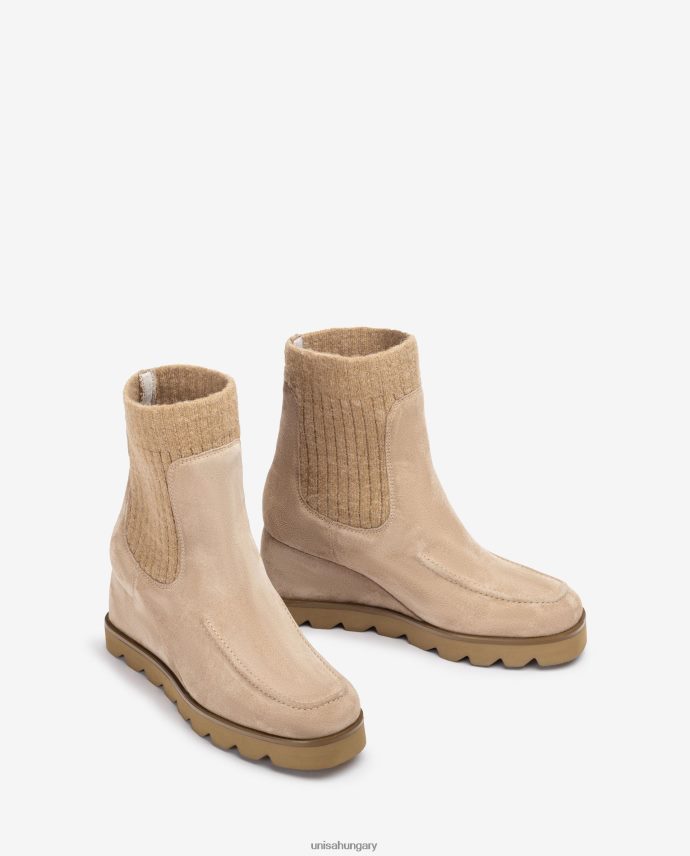 Unisa bordás szövetnegyedű bokacsizma nők J4PJX0977 bézs