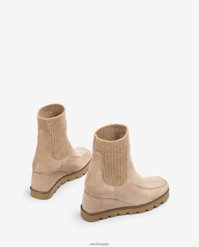 Unisa bordás szövetnegyedű bokacsizma nők J4PJX0977 bézs
