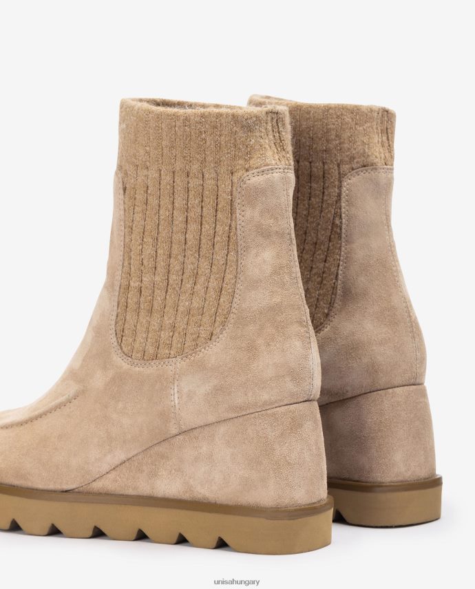 Unisa bordás szövetnegyedű bokacsizma nők J4PJX0977 bézs