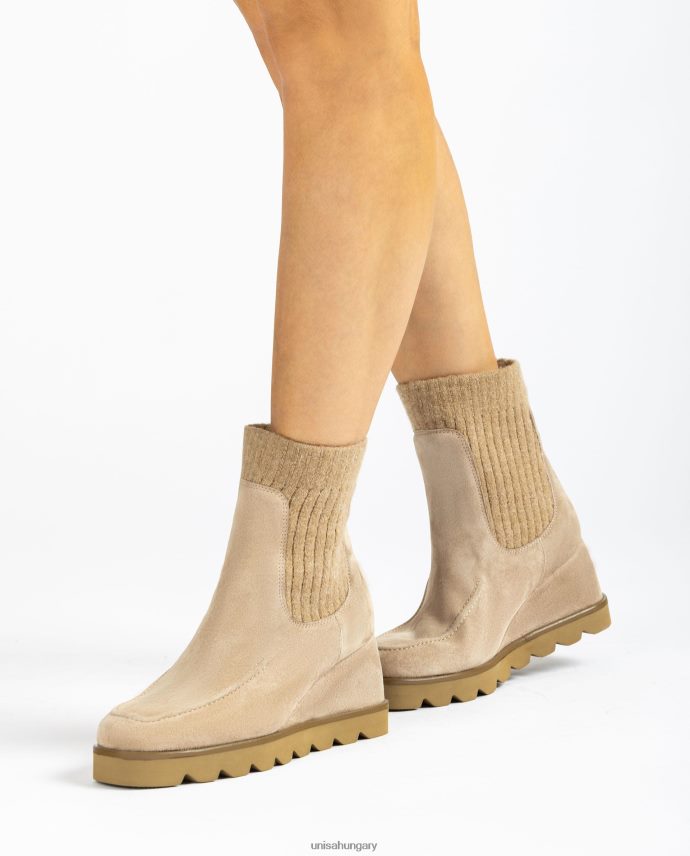 Unisa bordás szövetnegyedű bokacsizma nők J4PJX0977 bézs