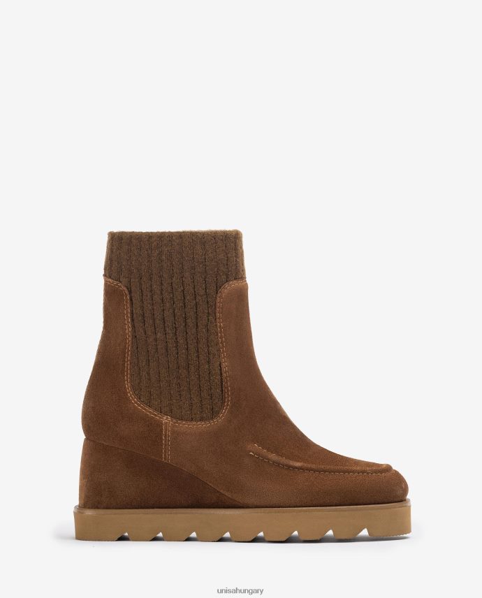 Unisa bordás szövetnegyedű bokacsizma nők J4PJX0978 barna