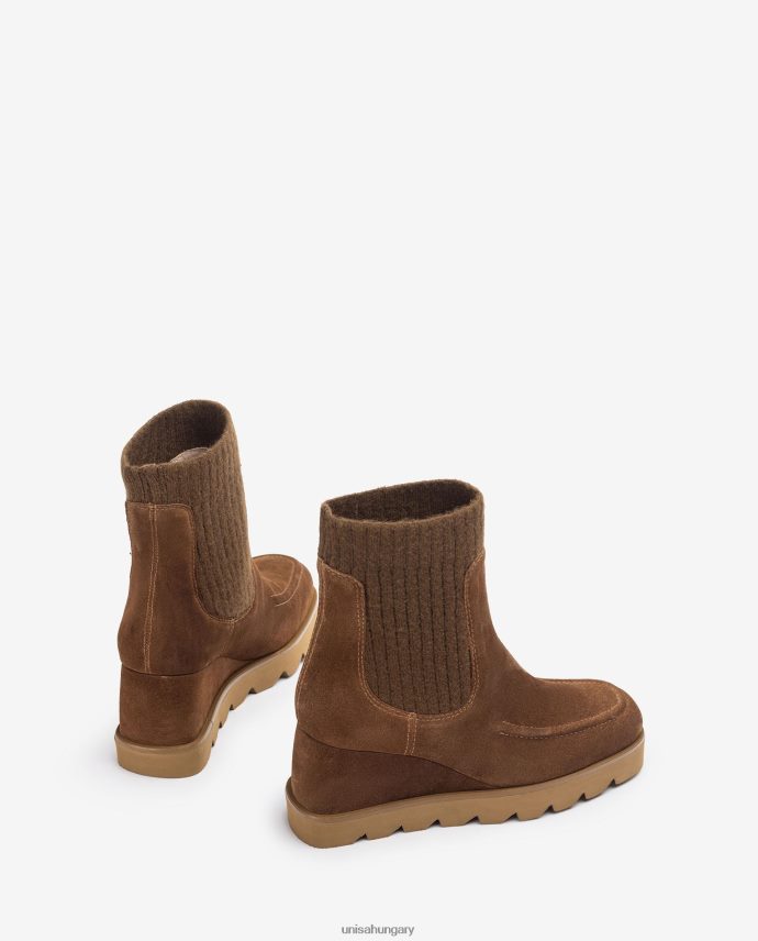 Unisa bordás szövetnegyedű bokacsizma nők J4PJX0978 barna