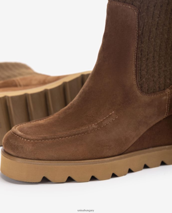 Unisa bordás szövetnegyedű bokacsizma nők J4PJX0978 barna