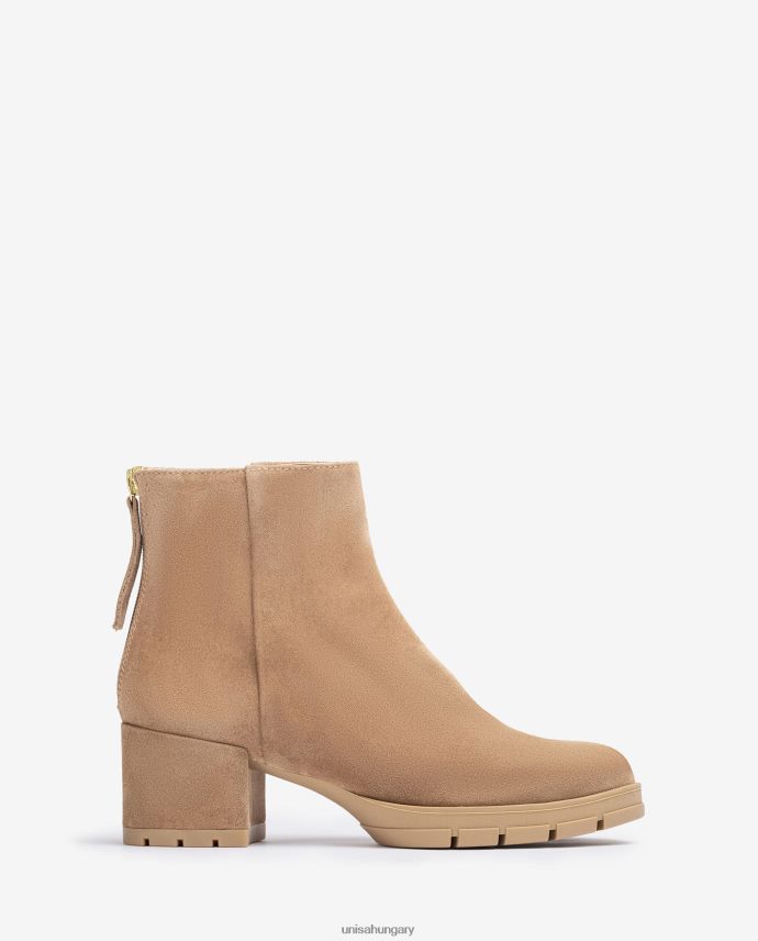 Unisa cipzáros bőr bokacsizma nők J4PJX0921 bézs