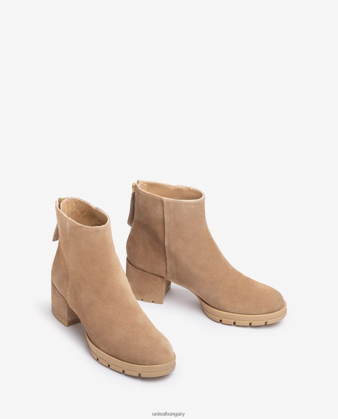 Unisa cipzáros bőr bokacsizma nők J4PJX0921 bézs