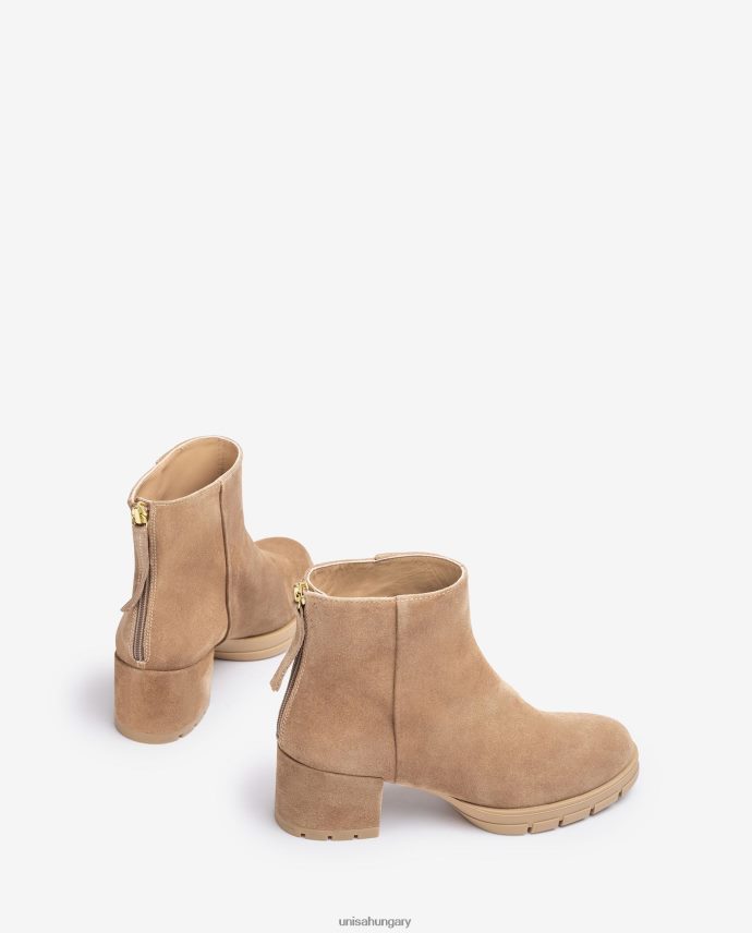 Unisa cipzáros bőr bokacsizma nők J4PJX0921 bézs