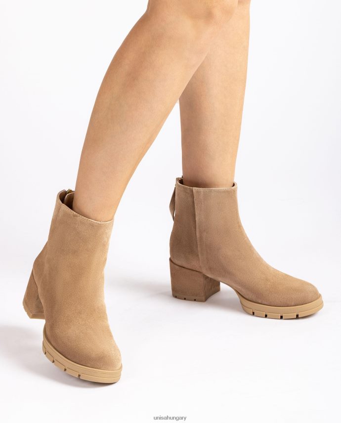 Unisa cipzáros bőr bokacsizma nők J4PJX0921 bézs