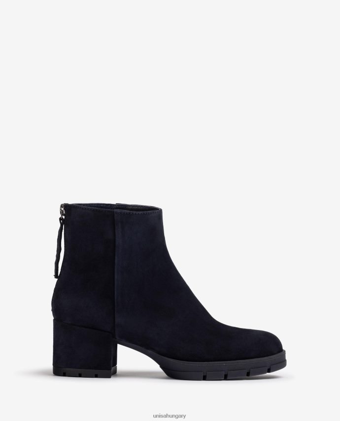 Unisa cipzáros bőr bokacsizma nők J4PJX0922 kék
