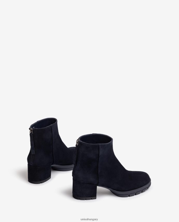 Unisa cipzáros bőr bokacsizma nők J4PJX0922 kék