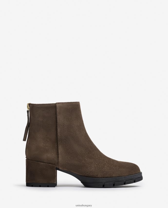 Unisa cipzáros bőr bokacsizma nők J4PJX0923 barna