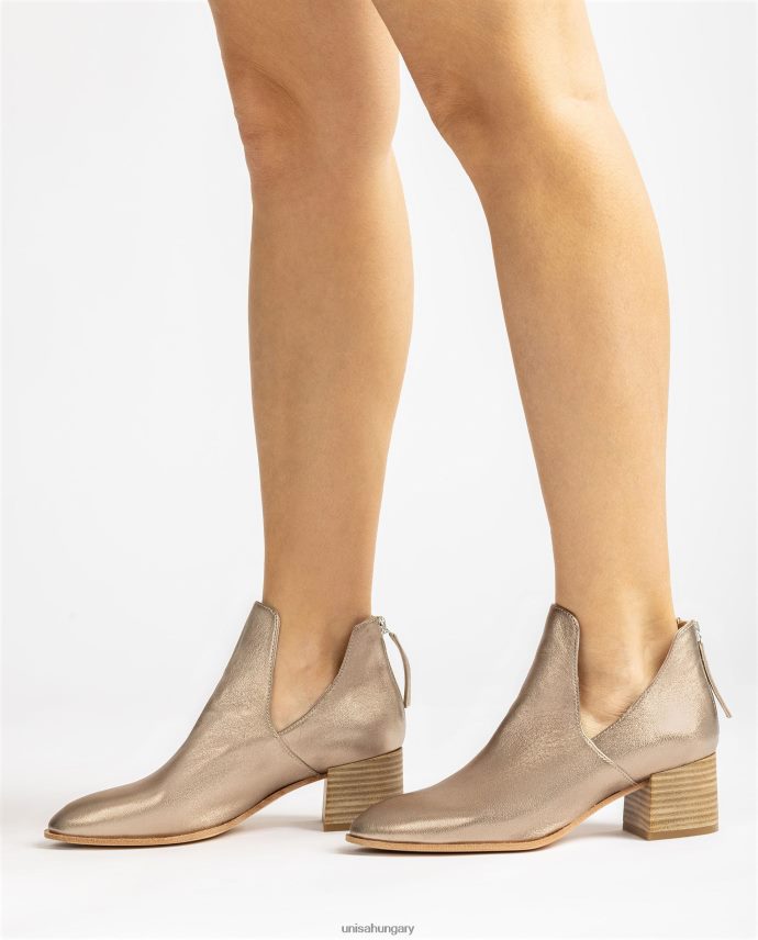 Unisa fém hatású bőr bokacsizma nők J4PJX0852 bronz
