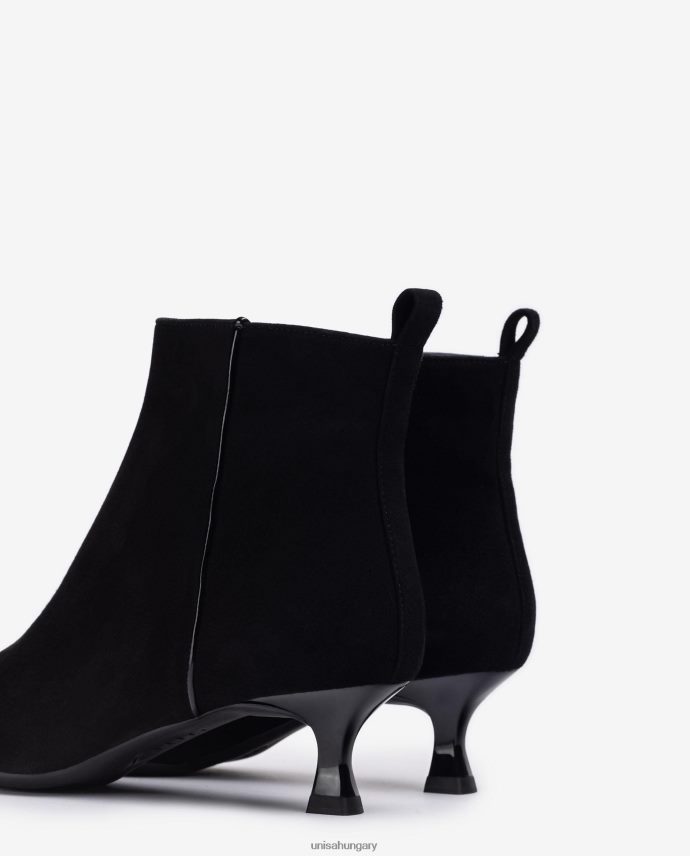 Unisa hegyes orrú bokacsizma festett sarokkal nők J4PJX0928 fekete