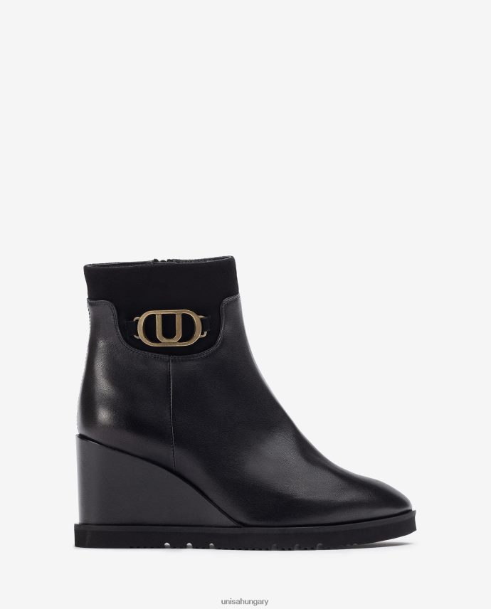 Unisa magas ék alakú bokacsizma nők J4PJX01009 fekete