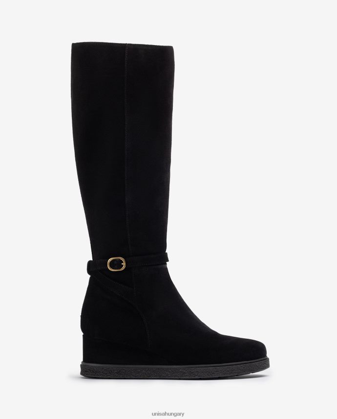 Unisa magas szárú velúr csizma ékkel és csúszásmentes gumitalppal gyerekek J4PJX01071 fekete