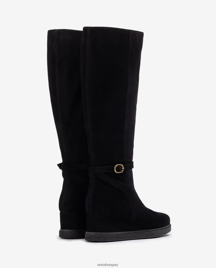 Unisa magas szárú velúr csizma ékkel és csúszásmentes gumitalppal gyerekek J4PJX01071 fekete