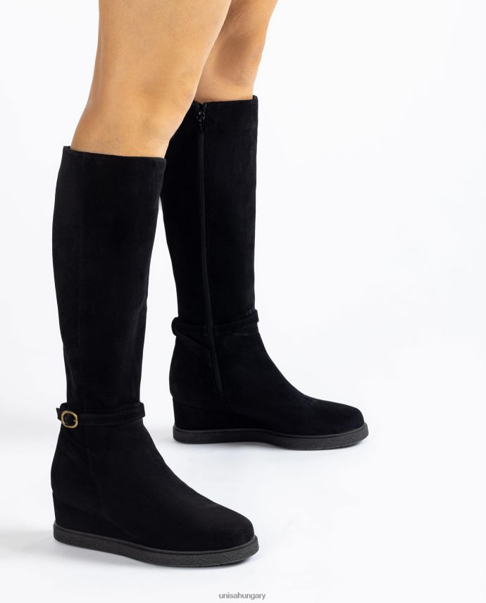 Unisa magas szárú velúr csizma ékkel és csúszásmentes gumitalppal gyerekek J4PJX01071 fekete