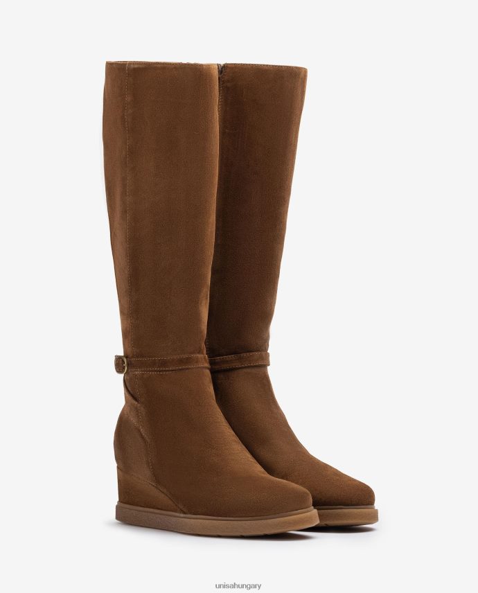 Unisa magas szárú velúr csizma ékkel és csúszásmentes gumitalppal gyerekek J4PJX01072 barna