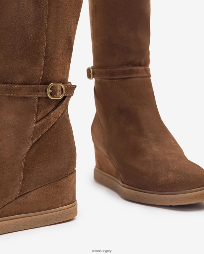 Unisa magas szárú velúr csizma ékkel és csúszásmentes gumitalppal gyerekek J4PJX01072 barna