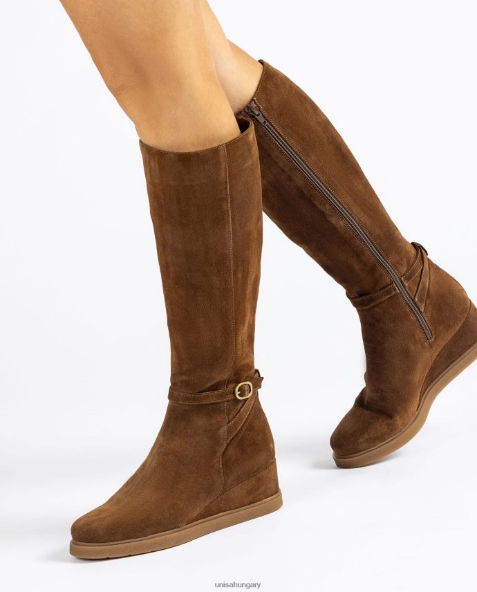 Unisa magas szárú velúr csizma ékkel és csúszásmentes gumitalppal gyerekek J4PJX01072 barna