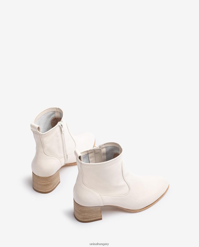 Unisa sarokkal ellátott bőr bokacsizma nők J4PJX0846 fehér