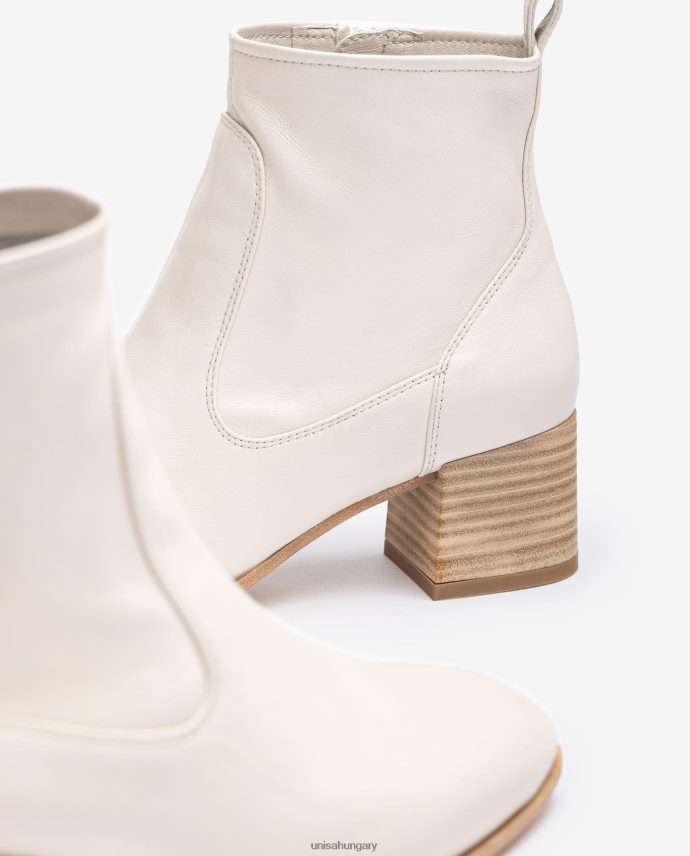 Unisa sarokkal ellátott bőr bokacsizma nők J4PJX0846 fehér