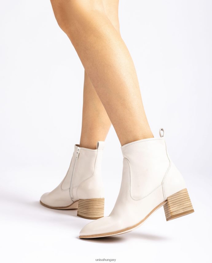 Unisa sarokkal ellátott bőr bokacsizma nők J4PJX0846 fehér