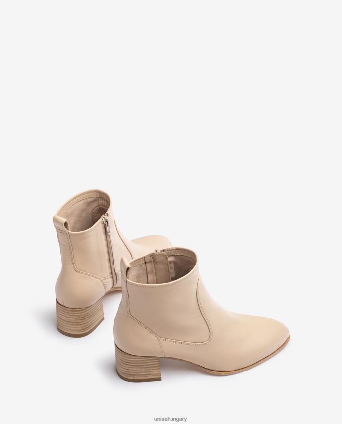 Unisa sarokkal ellátott bőr bokacsizma nők J4PJX0847 bézs