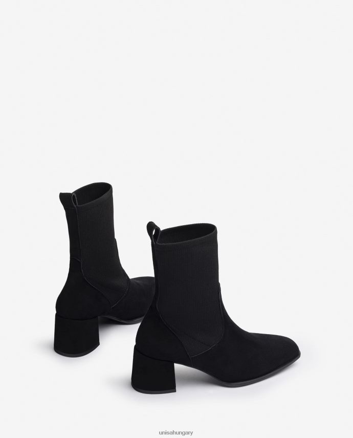 Unisa szögletes orrú bokacsizma sztreccs anyaggal nők J4PJX0964 fekete