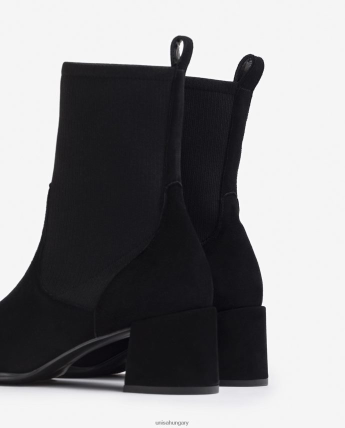 Unisa szögletes orrú bokacsizma sztreccs anyaggal nők J4PJX0964 fekete