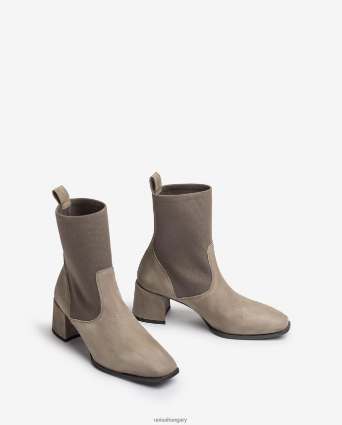 Unisa szögletes orrú bokacsizma sztreccs anyaggal nők J4PJX0965 barna