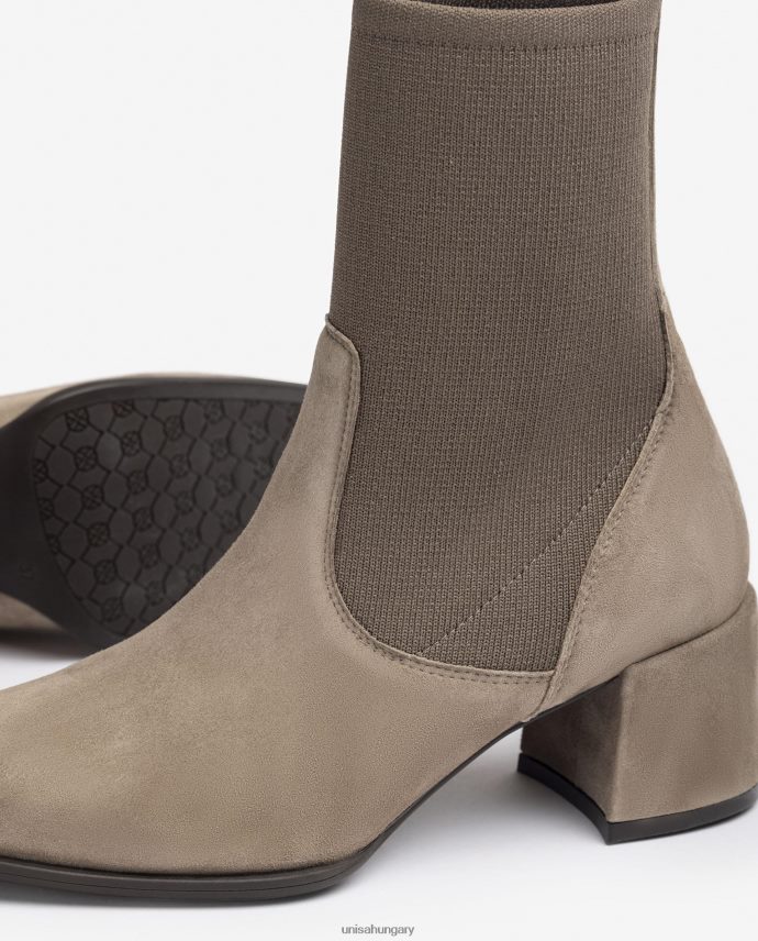 Unisa szögletes orrú bokacsizma sztreccs anyaggal nők J4PJX0965 barna