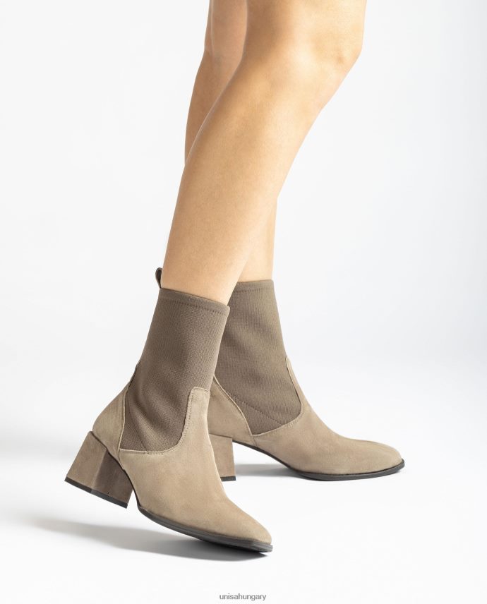 Unisa szögletes orrú bokacsizma sztreccs anyaggal nők J4PJX0965 barna