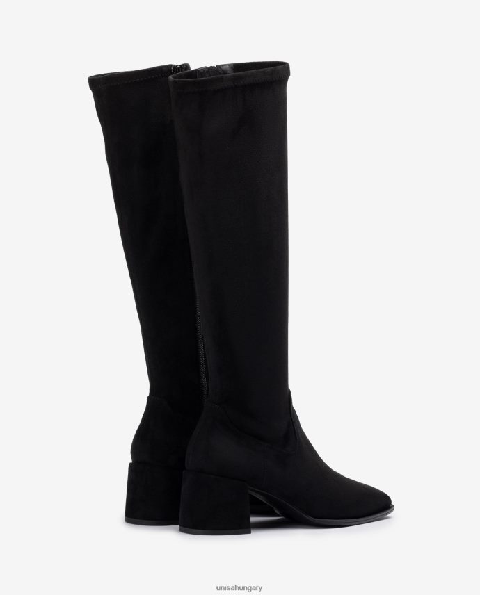 Unisa széles sarkú csizma sztreccs anyagú negyed felső vonallal nők J4PJX01030 fekete