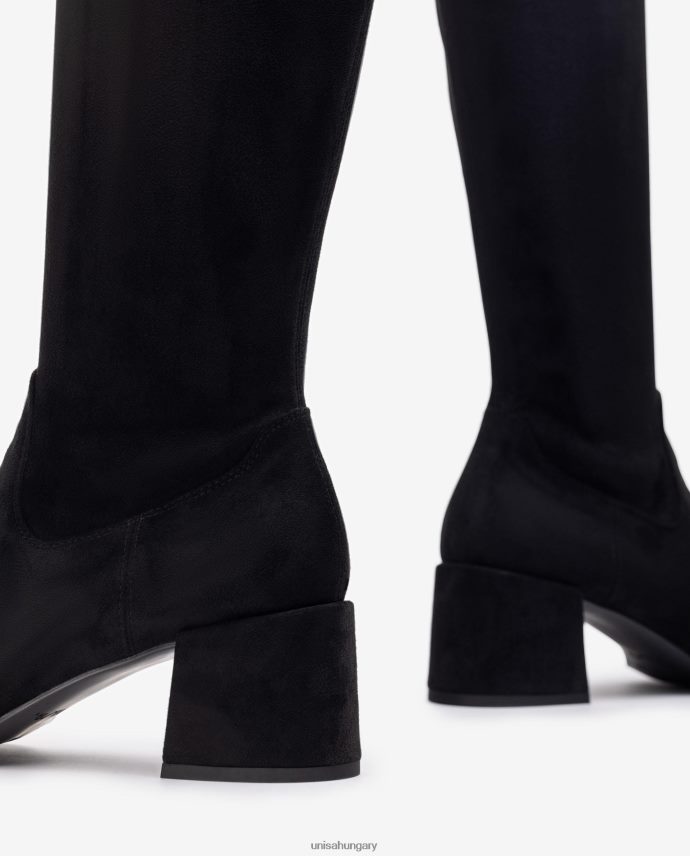 Unisa széles sarkú csizma sztreccs anyagú negyed felső vonallal nők J4PJX01030 fekete