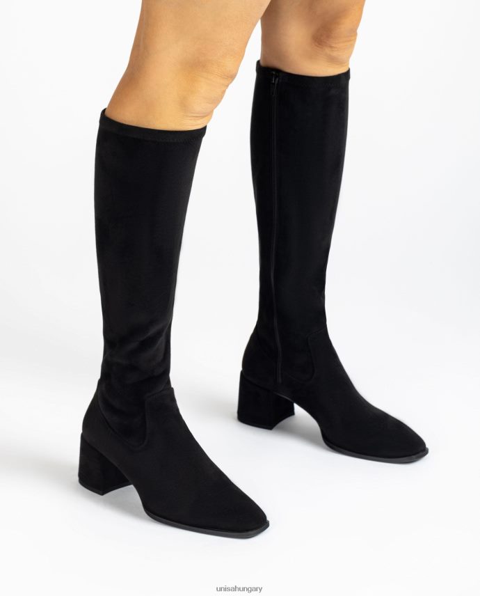 Unisa széles sarkú csizma sztreccs anyagú negyed felső vonallal nők J4PJX01030 fekete