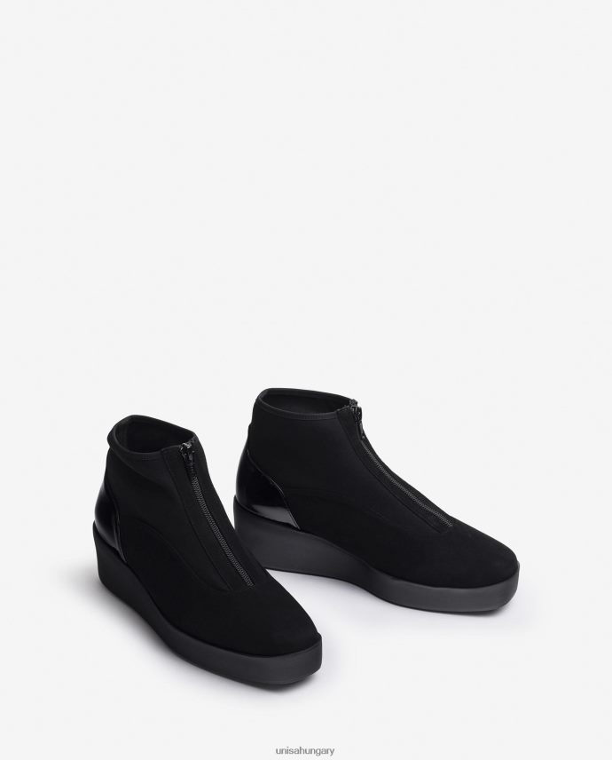 Unisa szuperkönnyű talpú bokacsizma cipzárral nők J4PJX0899 fekete