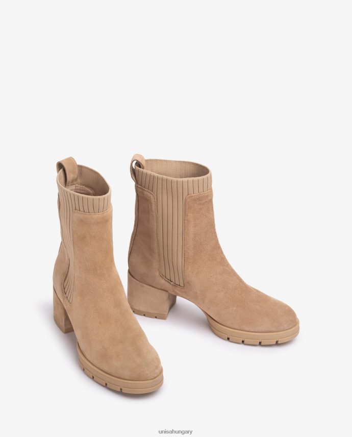 Unisa velúr bokacsizma bordás zoknival gyerekek J4PJX0935 bézs