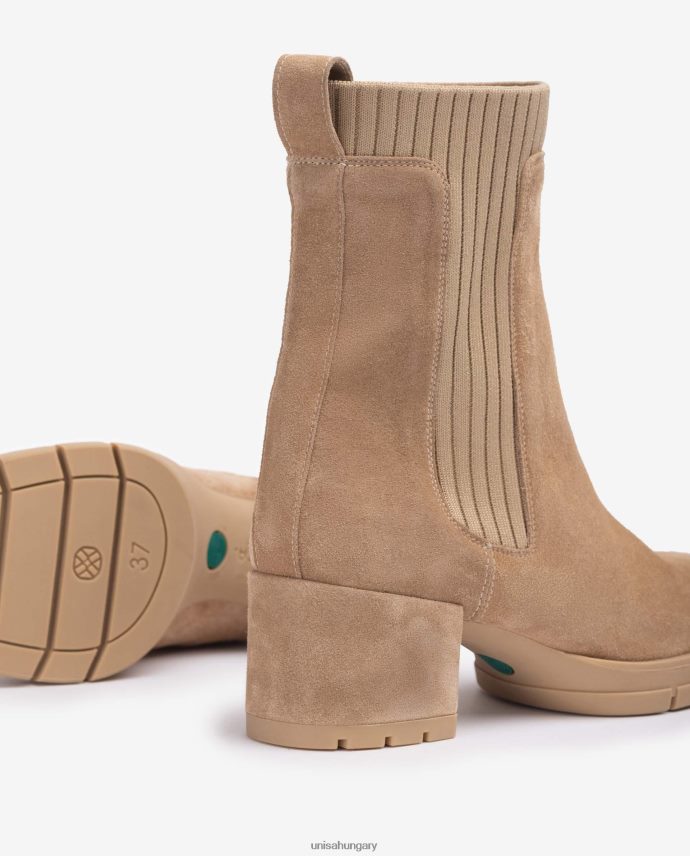 Unisa velúr bokacsizma bordás zoknival gyerekek J4PJX0935 bézs